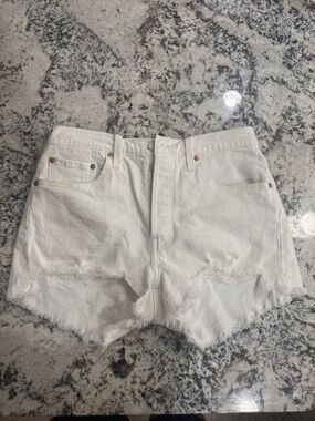 Levi's White Distressed Cutoff Denim Shorts